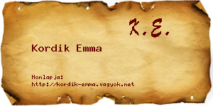 Kordik Emma névjegykártya